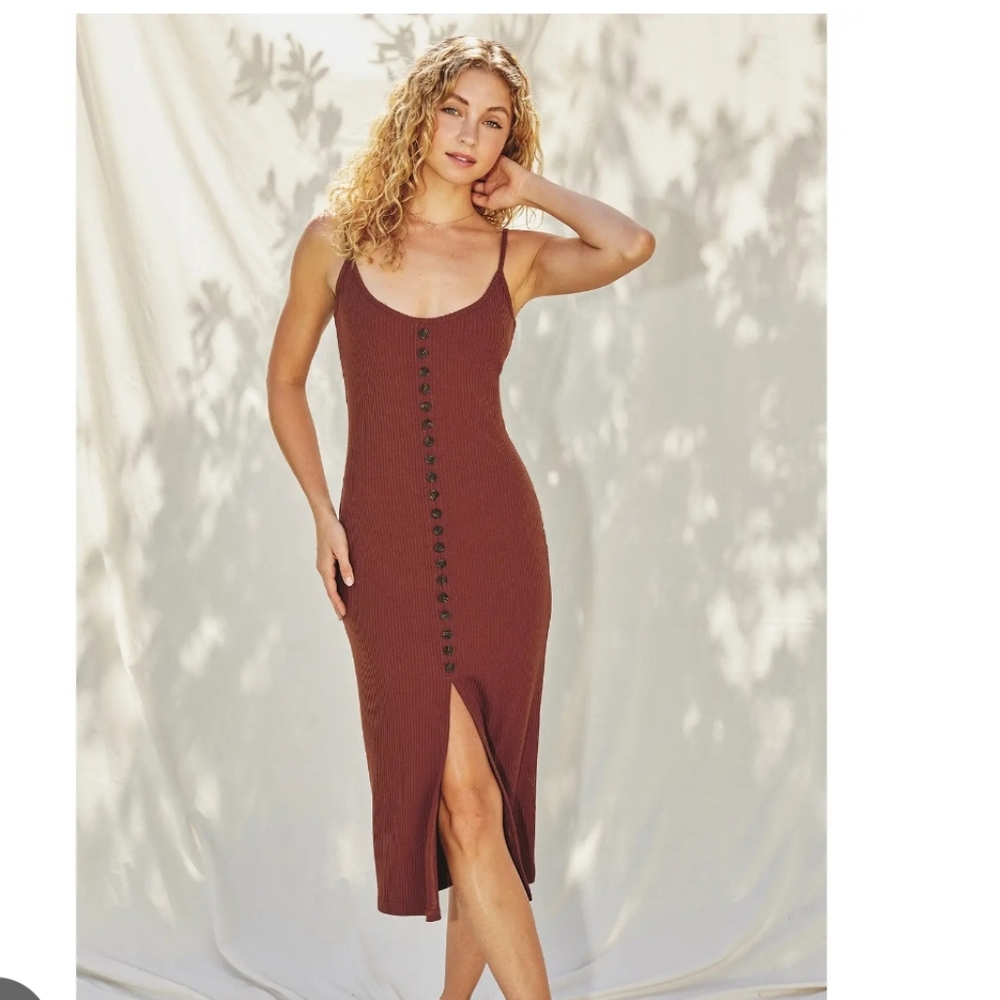 Dress Forum Chocolate Button-Down Maxi Dress